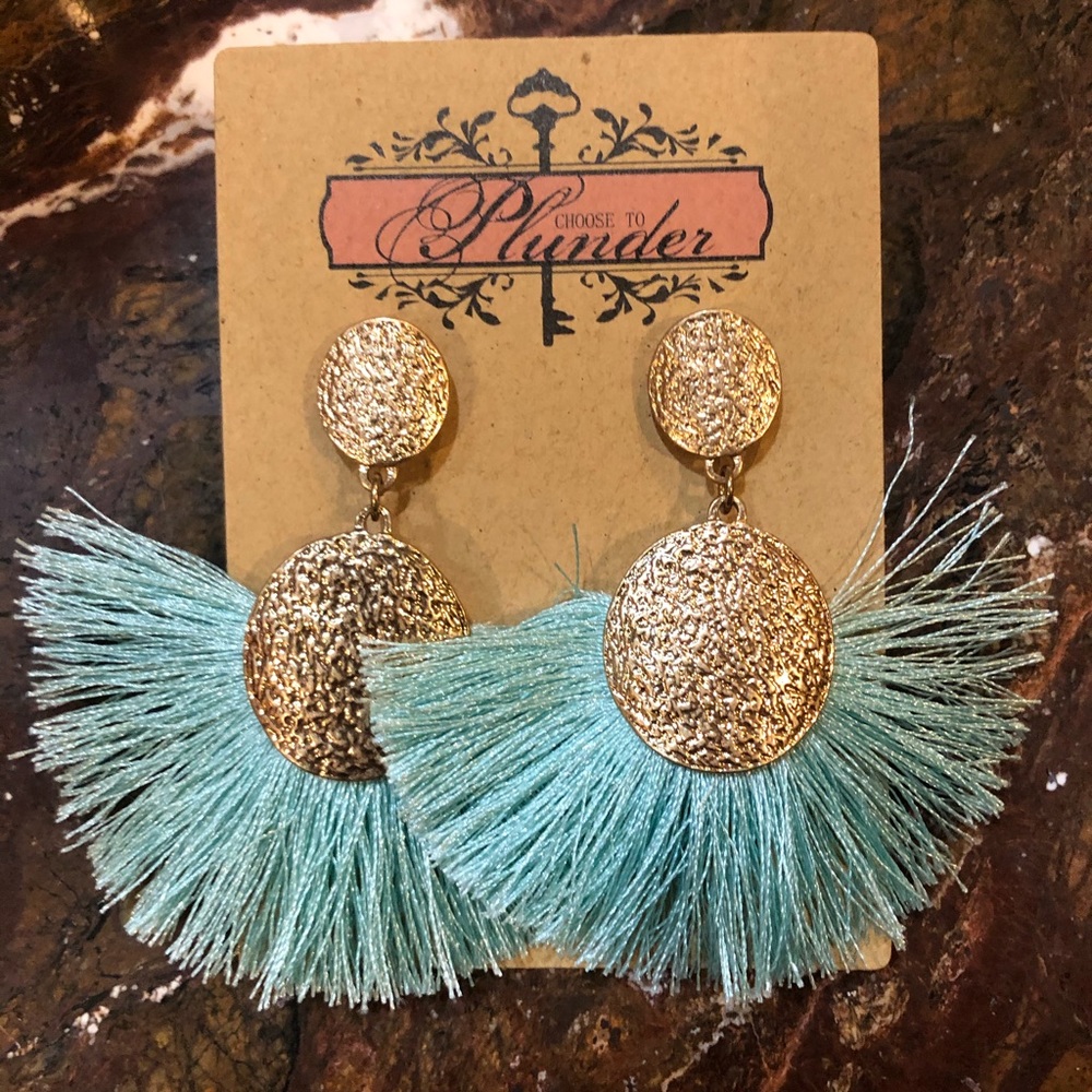 Plunder Design Turquoise Tassel Earrings